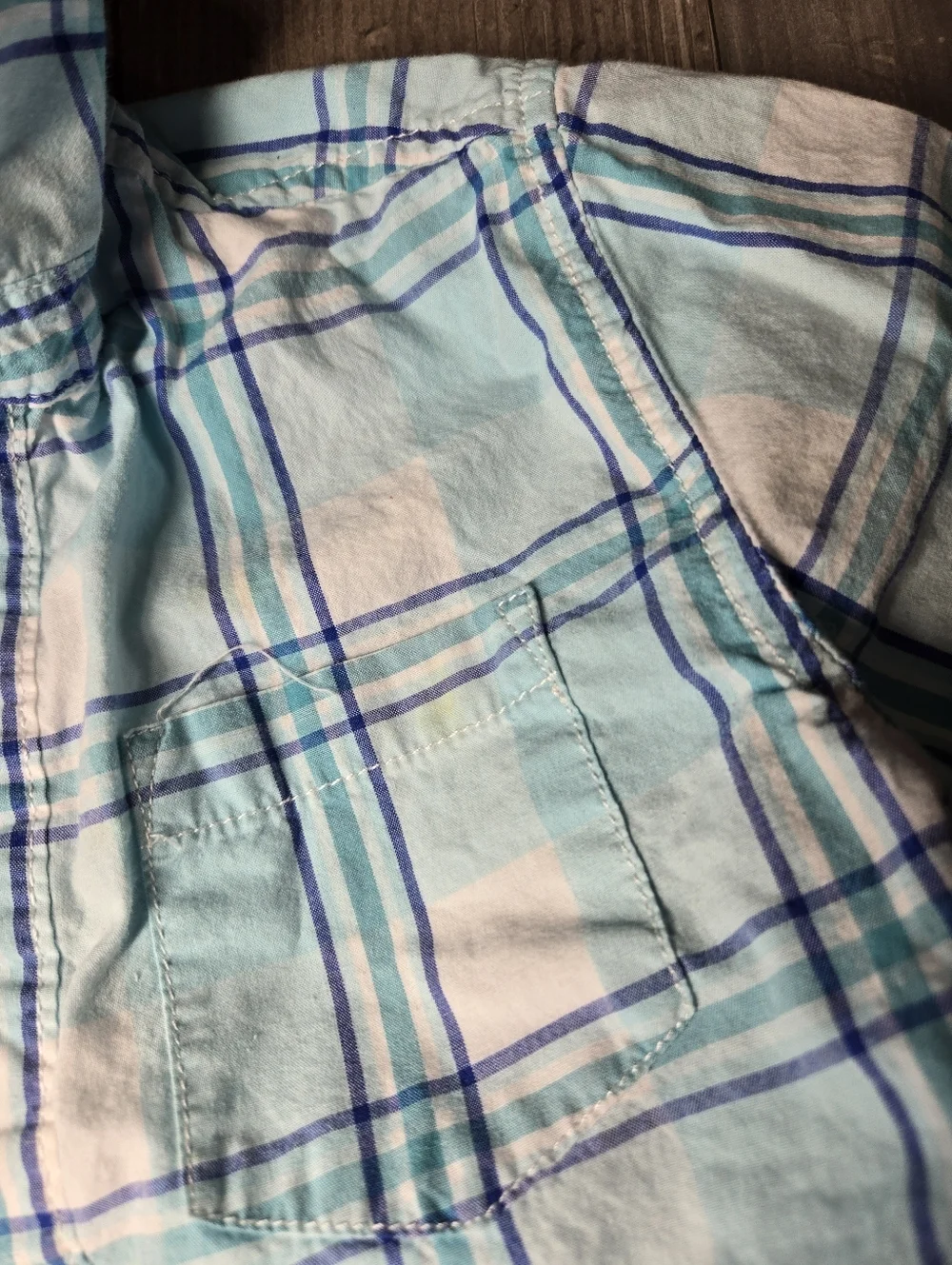 Gymboree Boys Blue and White Plaid Short Sleeve Buttondown Shirt Size Small 5-6
